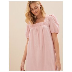 Dlouhá noční košile z čisté bavlny Marks & Spencer růžová
