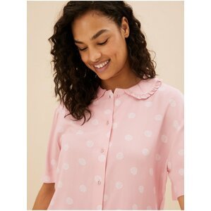 Růžové dámské puntíkované pyžamo Marks & Spencer