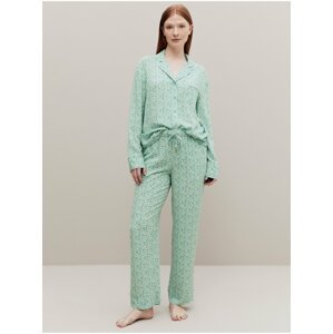 Pyžamové kalhoty s květinovým potiskem Marks & Spencer zelená