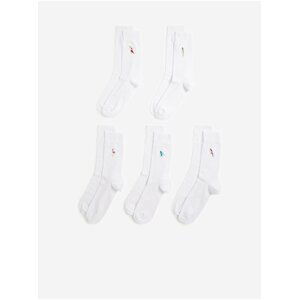 Sada pěti párů pánských ponožek v bílé barvě Marks & Spencer