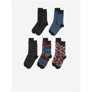 Sada pěti párů pánských barevných vzorovaných ponožek Marks & Spencer