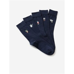 Ponožky s výšivkou a technologií Cool & Fresh™, sada 5 párů Marks & Spencer námořnická modrá