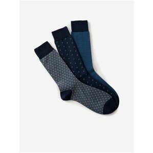Sada tří párů pánských vzorovaných ponožek v tmavě modré barvě Marks & Spencer
