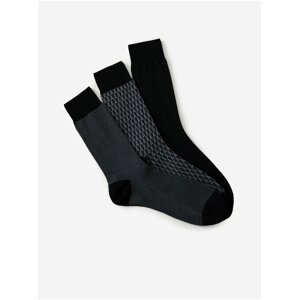 Sada tří párů pánských vzorovaných ponožek v černé barvě Marks & Spencer
