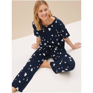 Tmavě modré dámské vzorované pyžamo s technologií Cool Comfort™ Marks & Spencer