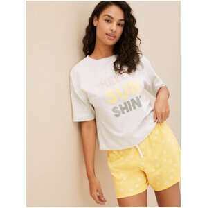 Pyžamové šortky z čisté bavlny a motivem slunce Marks & Spencer žlutá