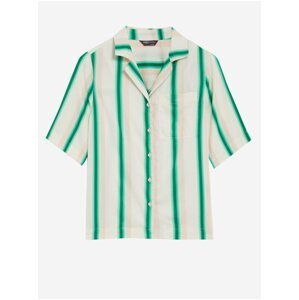Proužkovaná košile s vysokým podílem bavlny, výstřihem a límečkem Marks & Spencer zelená
