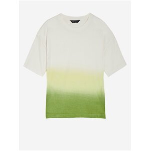 Krémovo-zelené dámské bavlněné tričko Marks & Spencer