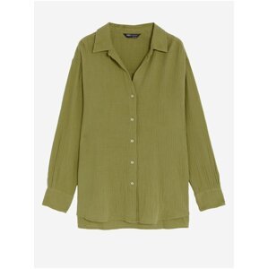 Zelená dámská bavlněná oversize košile Marks & Spencer