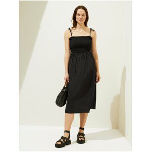 Černé dámské bavlněné midi šaty na ramínka Marks & Spencer