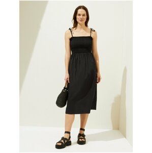 Černé dámské bavlněné midi šaty na ramínka Marks & Spencer