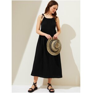 Černé dámské plážové midi šaty na ramínka Marks & Spencer