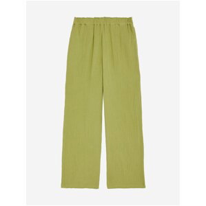 Světle zelené dámské bavlněné široké kalhoty Marks & Spencer