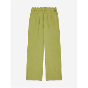 Světle zelené dámské bavlněné široké kalhoty Marks & Spencer