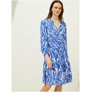Bílo-modré dámské vzorované šaty Marks & Spencer