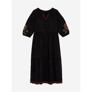 Černé dámské šaty s výšivkou Marks & Spencer
