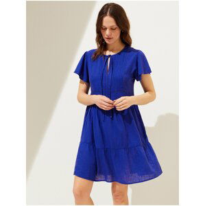 Tmavě modré dámské nabírané šaty Marks & Spencer
