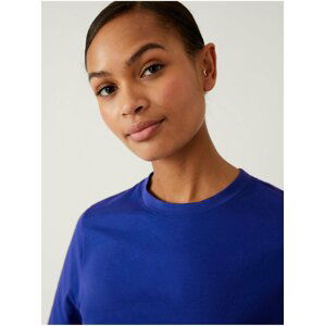 Modré dámské bavlněné basic tričko Marks & Spencer