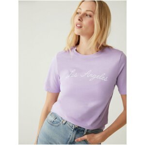 Světle fialové dámské bavlněné tričko s nápisem Marks & Spencer