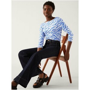 Bílo-modré dámské tričko se zvířecím vzorem Marks & Spencer