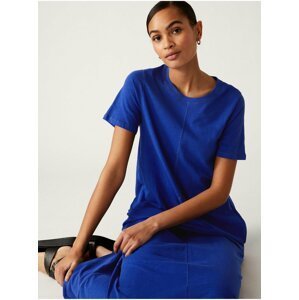 Modré dámské tričkové bavlněné midi šaty Marks & Spencer