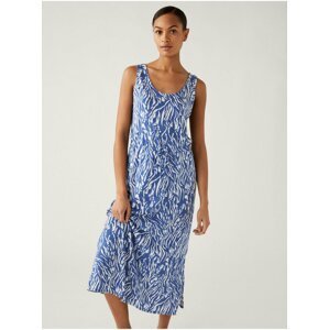 Bílo-modré dámské midi šaty se zvířecím vzorem Marks & Spencer
