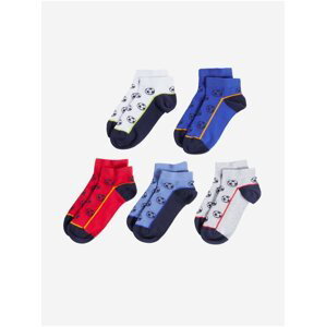 Sada pěti párů klučičích vzorovaných ponožek v modré, bílé, červené a šedé barvě Marks & Spencer