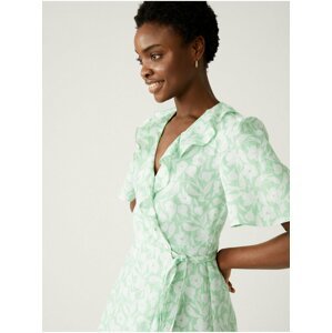 Světle zelené dámské zavinovací midi šaty Marks & Spencer