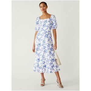 Modro-bílé dámské květované šaty Marks & Spencer