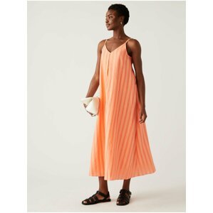 Oranžové dámské pruhované midi šaty Marks & Spencer