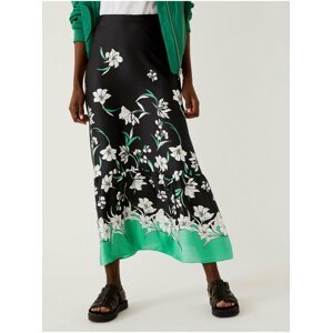 Zeleno-černá dámská květovaná sukně Marks & Spencer