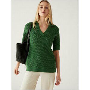 Zelené dámské pletené tričko s límečkem Marks & Spencer