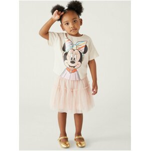 Krémové holčičí tričko s motivem Minnie Mouse Marks & Spencer