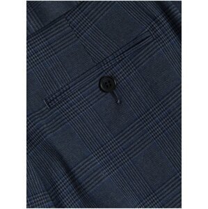 Tmavě modré klučičí kostkované kalhoty Marks & Spencer