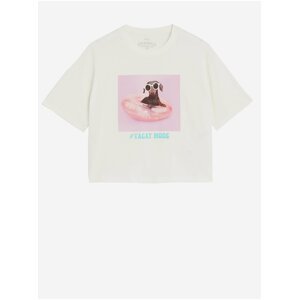 Růžovo-bílé holčičí bavlněné tričko s potiskem Marks & Spencer