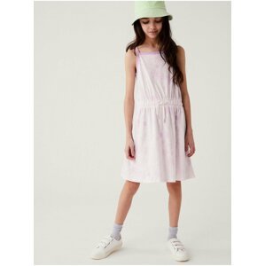 Fialovo-bílé holčičí letní šaty s tropickým vzorem Marks & Spencer