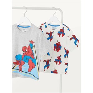 Sada dvou klučičích triček s potiskem v světle šedé a bílé barvě Marks & Spencer Spider-Man™