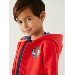 Červená klučičí mikina na zip s kapucí Marks & Spencer Spider-Man™