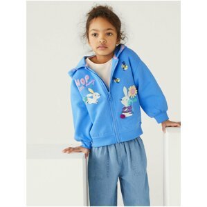 Modrá holčičí mikina na zip s kapucí Marks & Spencer