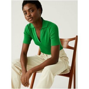 Zelené dámské tričko s límečkem Marks & Spencer