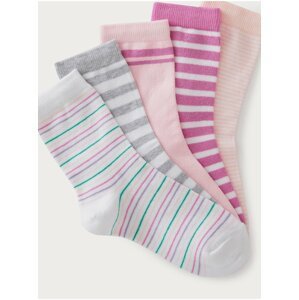 Sada pěti párů barevných holčičích pruhovaných ponožek Marks & Spencer
