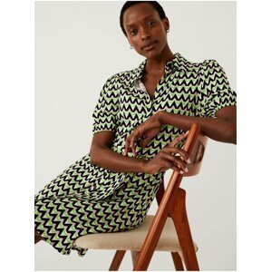 Zeleno-černé dámské vzorované košilové šaty Marks & Spencer