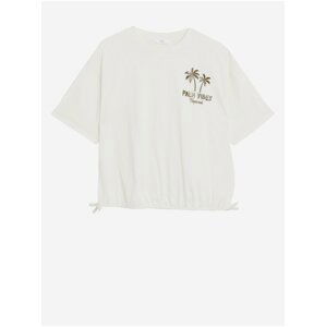 Krémové holčičí bavlněné tričko s potiskem Marks & Spencer