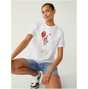 Bílé dámské bavlněné tričko s motivem korunovace Marks & Spencer