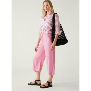 Světle růžové dámské zkrácené kalhoty Marks & Spencer