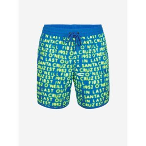 Zeleno-modré pánské vzorované plavky O'Neill SCALLOP NEON 16'' SWIM SHORTS