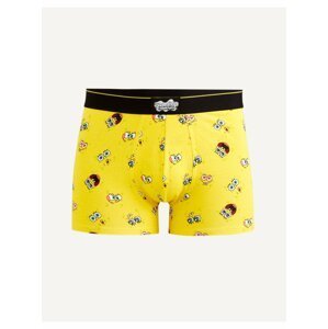 Žluté pánské vzorované boxerky Celio Spongebob