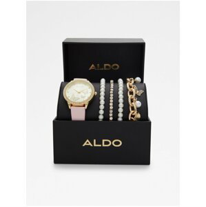 Sada růžových dámských hodinek s náramky Aldo Liore