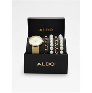 Černo-zlatá sada dámských hodinek s náramky Aldo Rodana