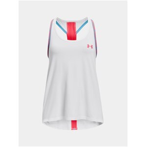 Růžovo-bílé holčičí sportovní tílko Under Armour UA Knockout Tank